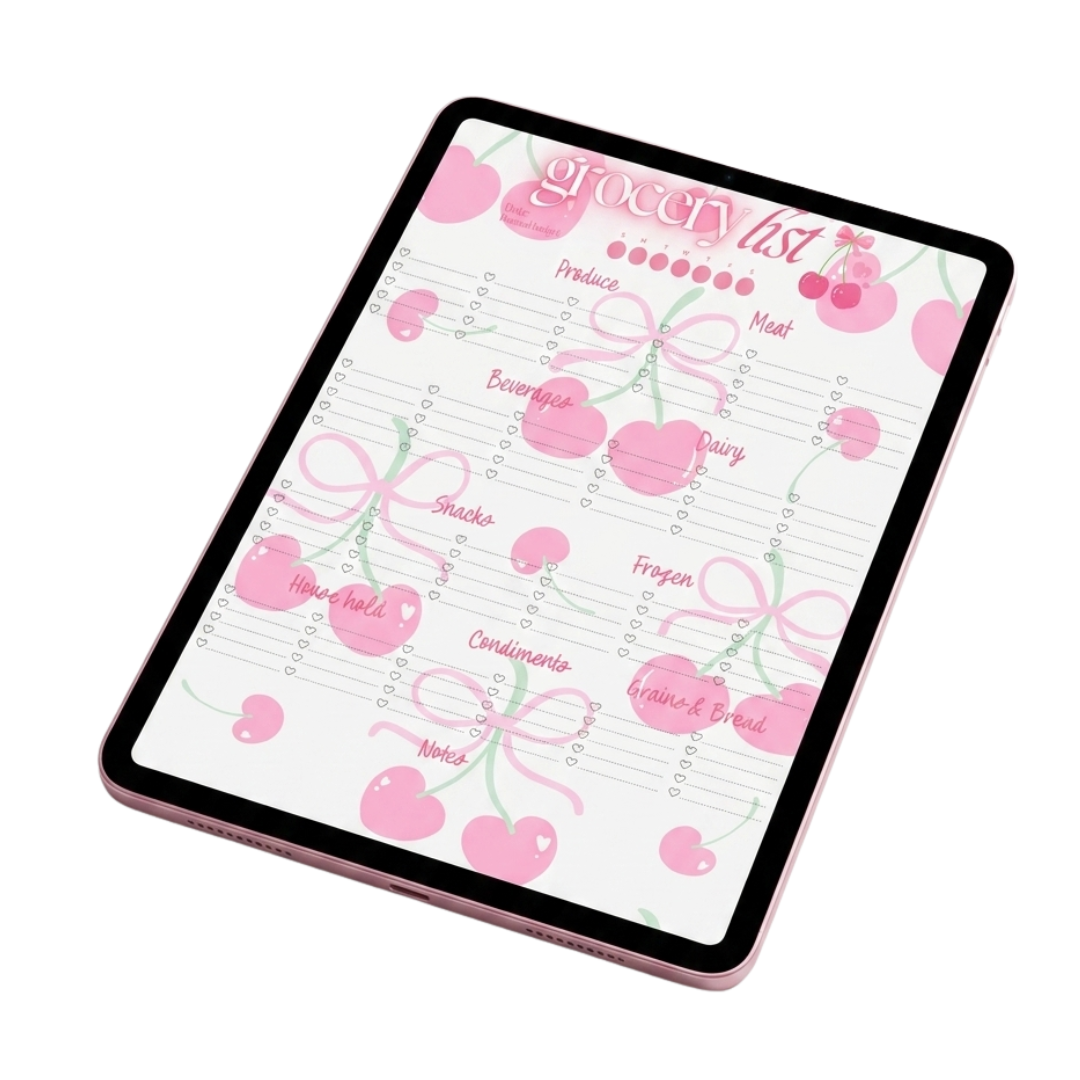 Grocery List Cute Cherry Template (Best Seller)