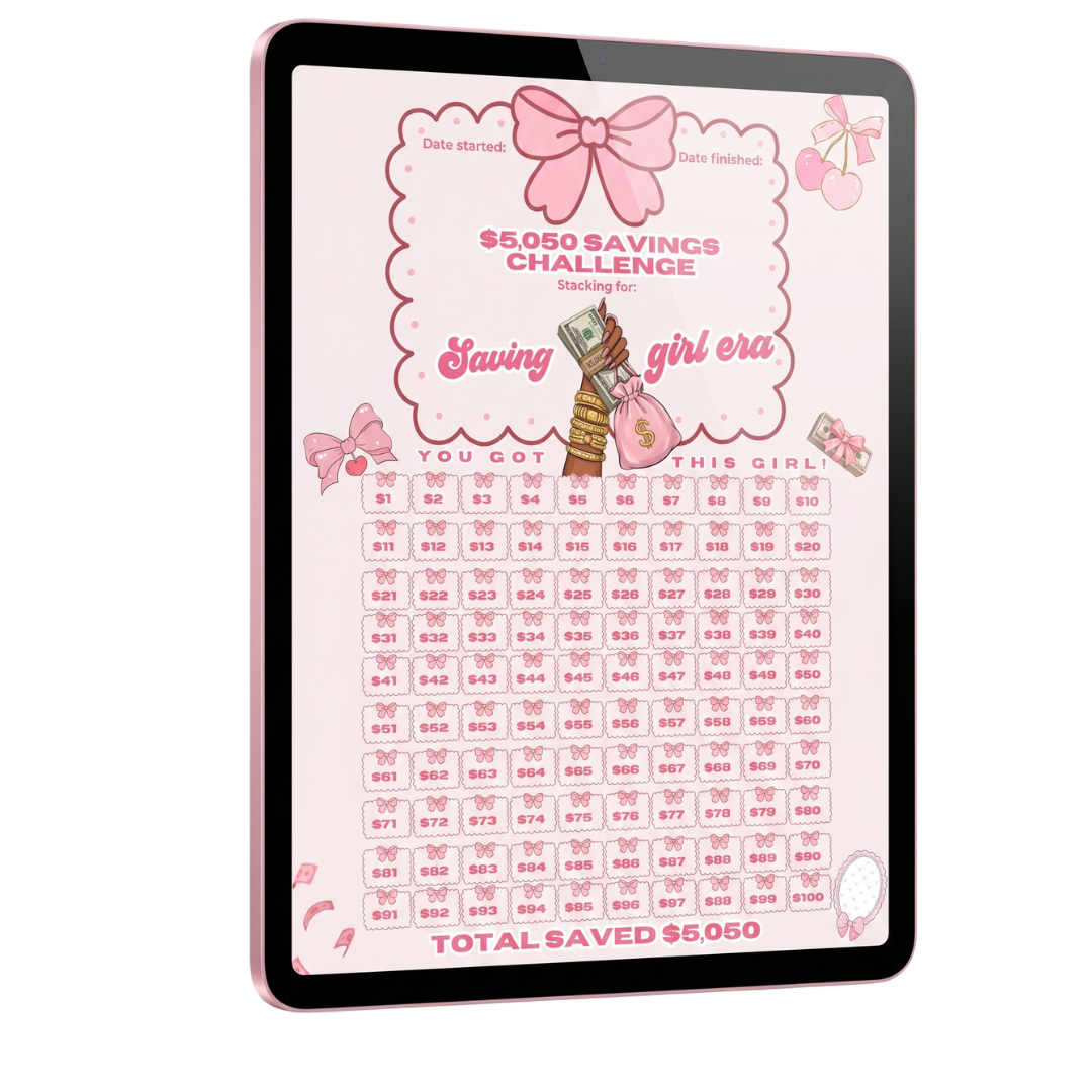 ๐ Saving Girl Era $5,050 Savings Challenge Tracker
