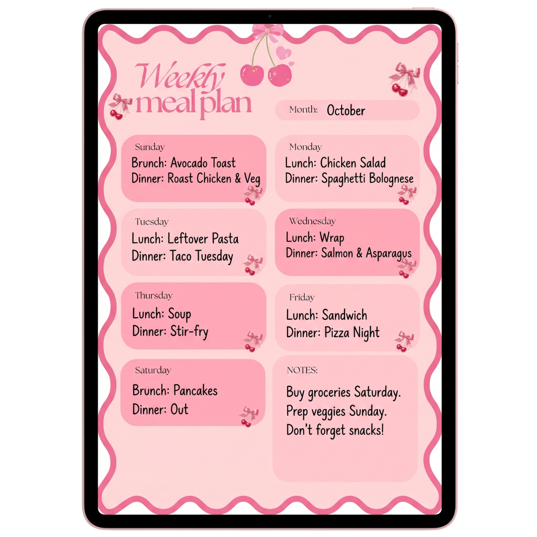 Weekly Meal Planner | Cute Cherry Printable π