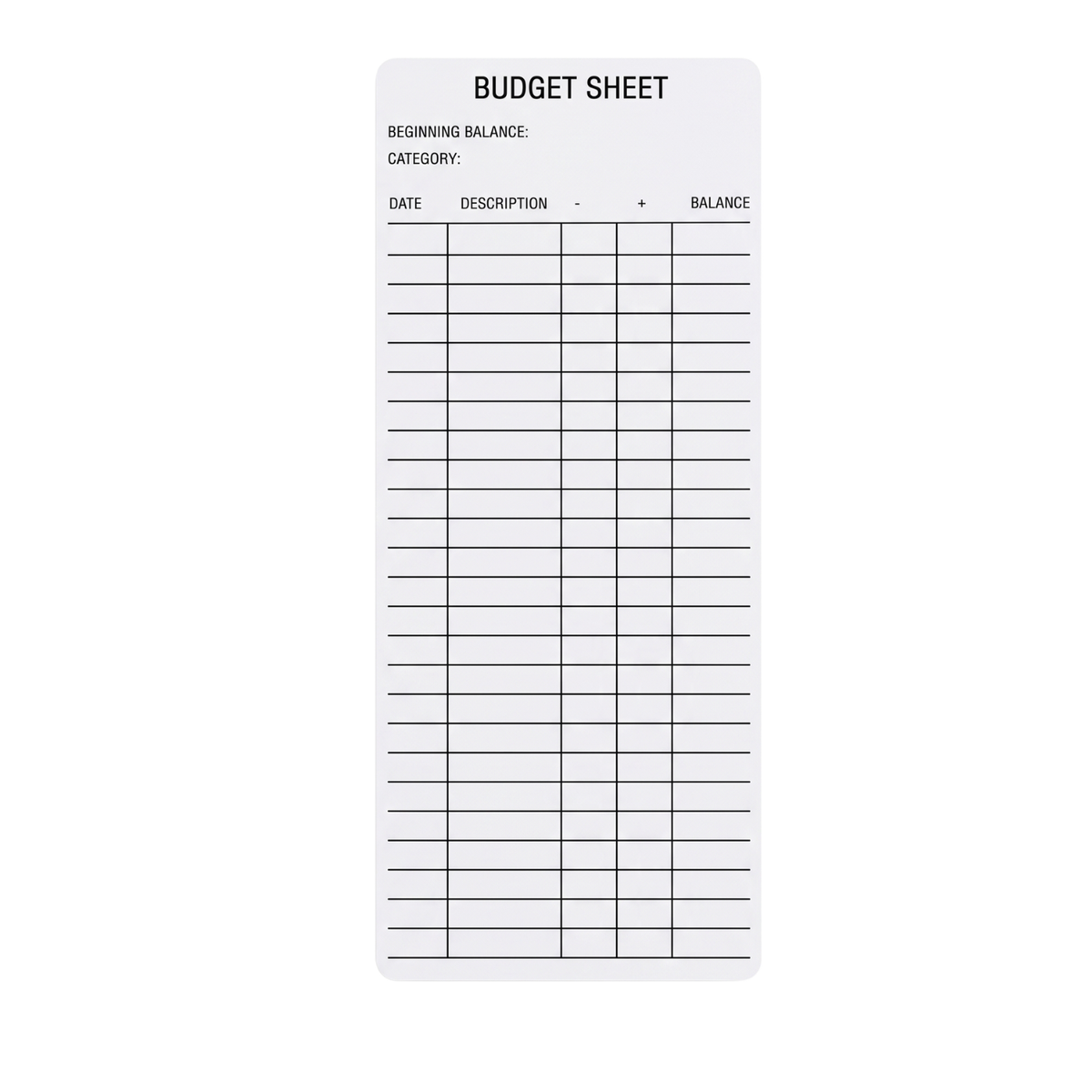 Black & White A6 Budget Tracker Refills