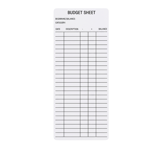 Black & White A6 Budget Tracker Refills