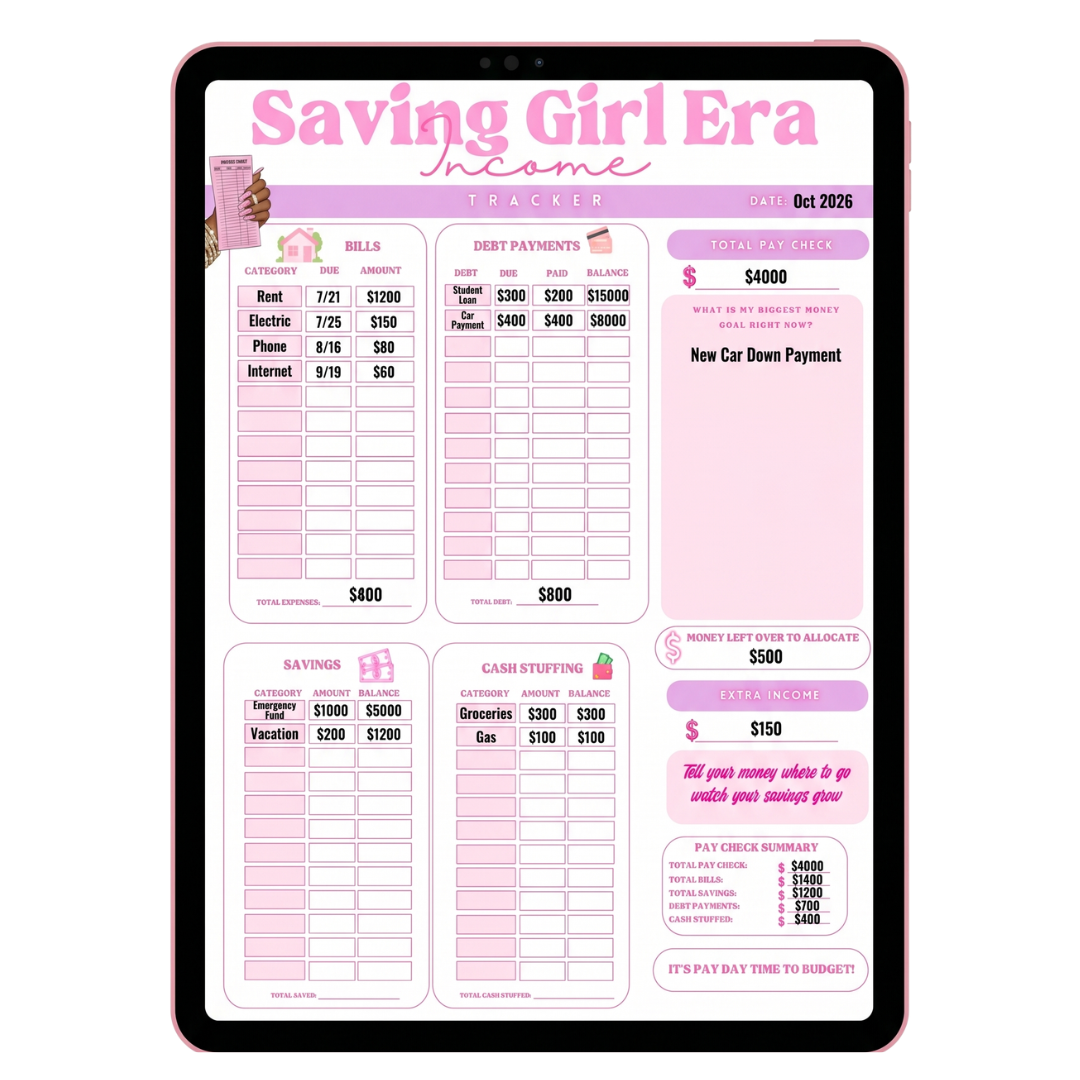 Saving Girl Era Income Tracker Template