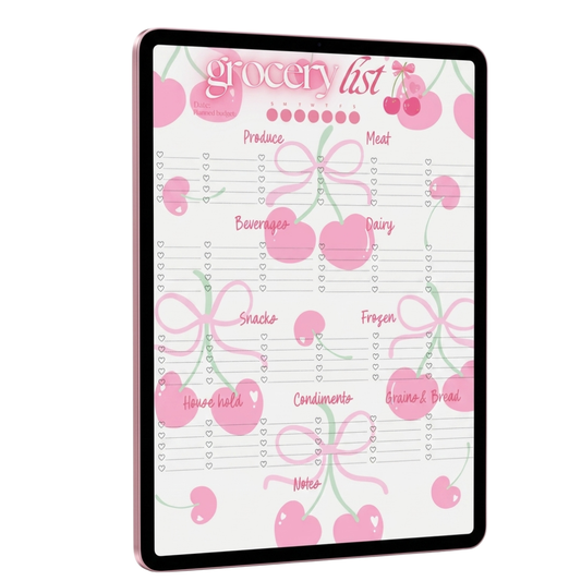 Grocery List Cute Cherry Template (Best Seller)