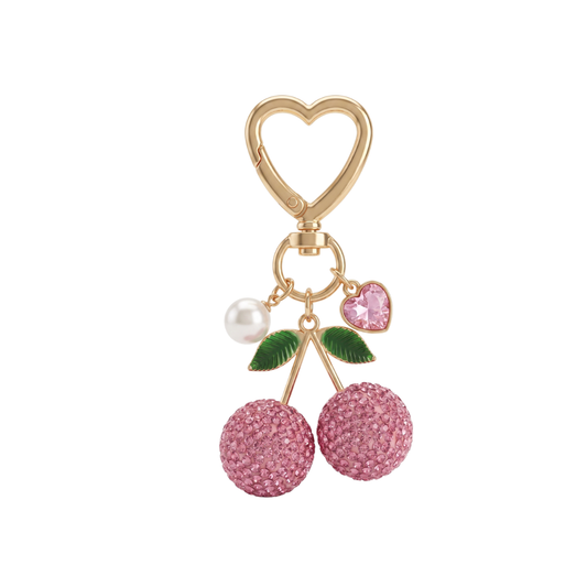Pink Rhinestone Cherry Bag/Binder Charm