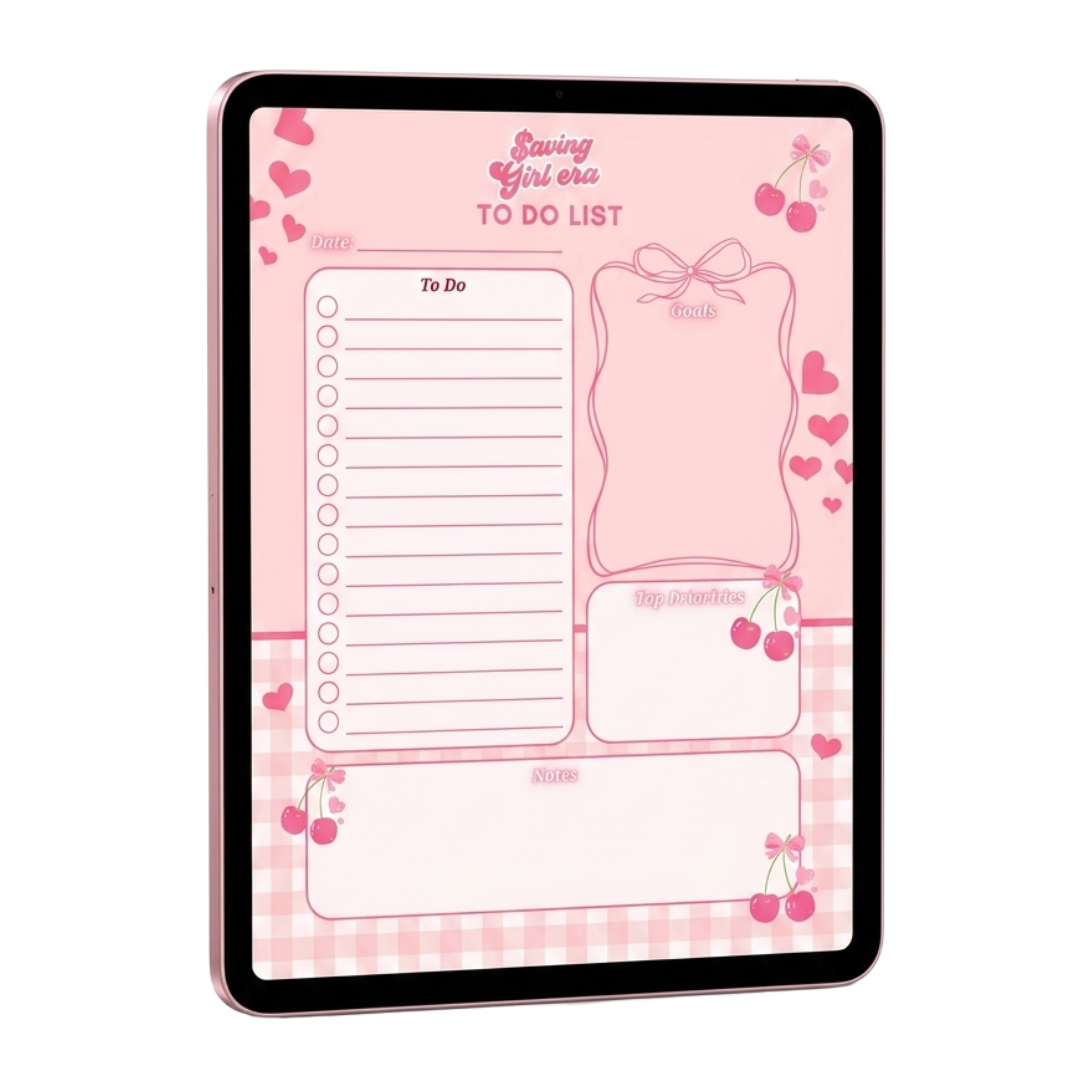 🎀 Saving Girl Era To Do List Planner | Pink Printable Daily Organizer