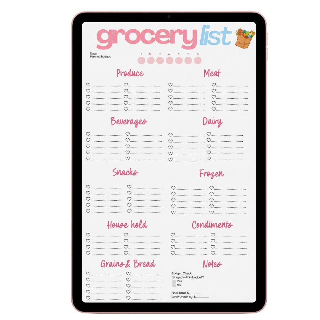 Grocery List Template