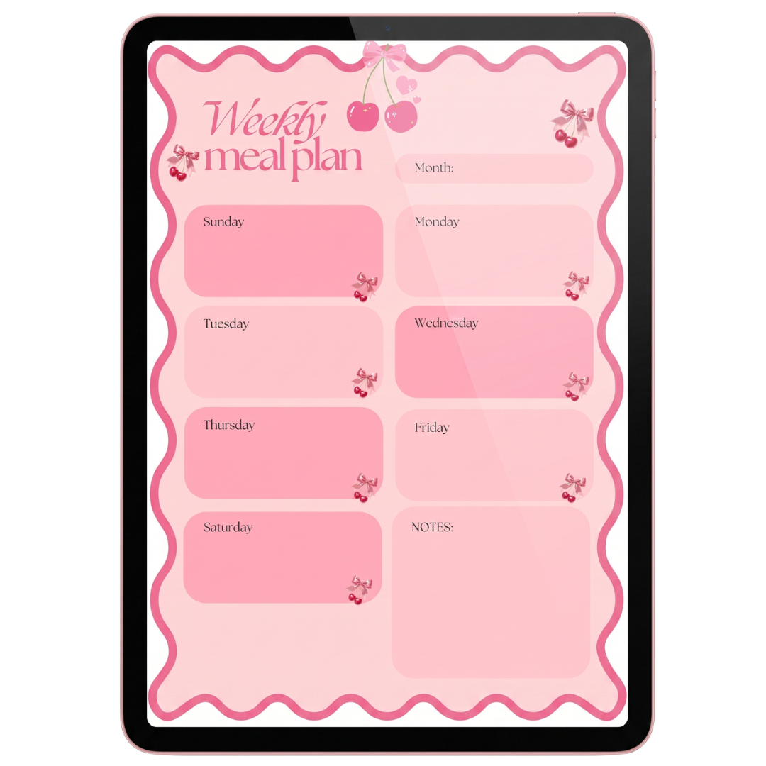 Weekly Meal Planner | Cute Cherry Printable 🍒