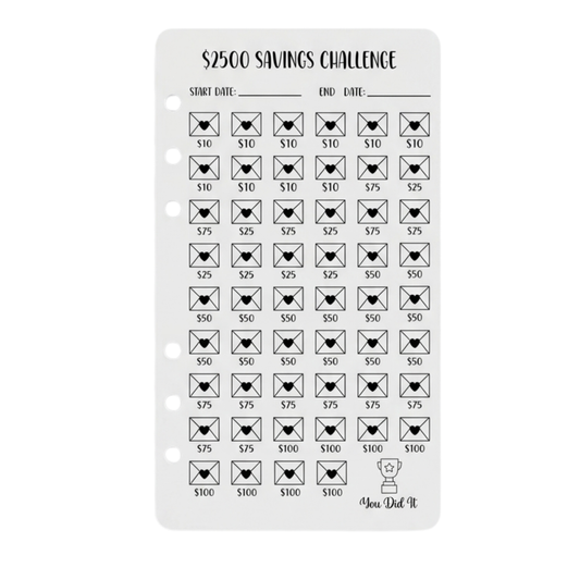 $2500 Savings Challenge Tracker