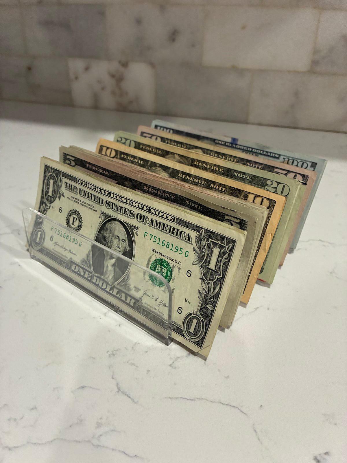 Mini Clear Cash Stuffing Tray | 7-Slot Money Organizer
