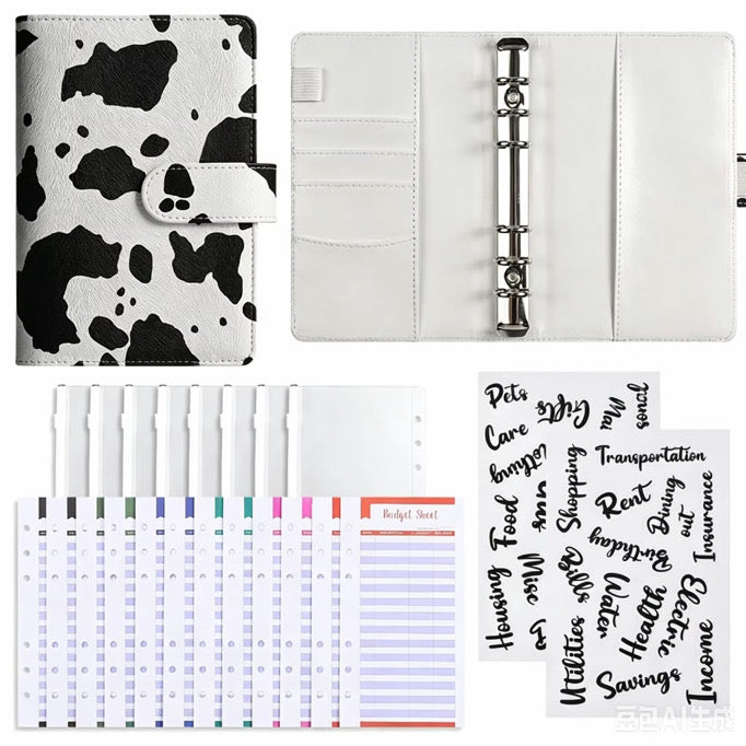 White & Black Print A6 Binder