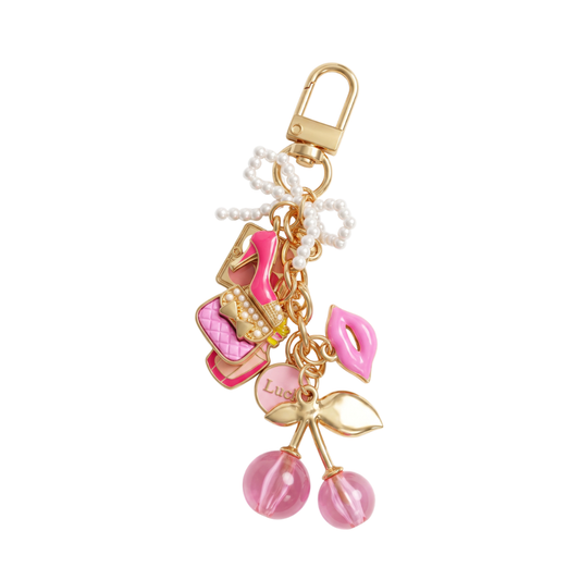 Pink Girly Cherry Bag & Binder Charm